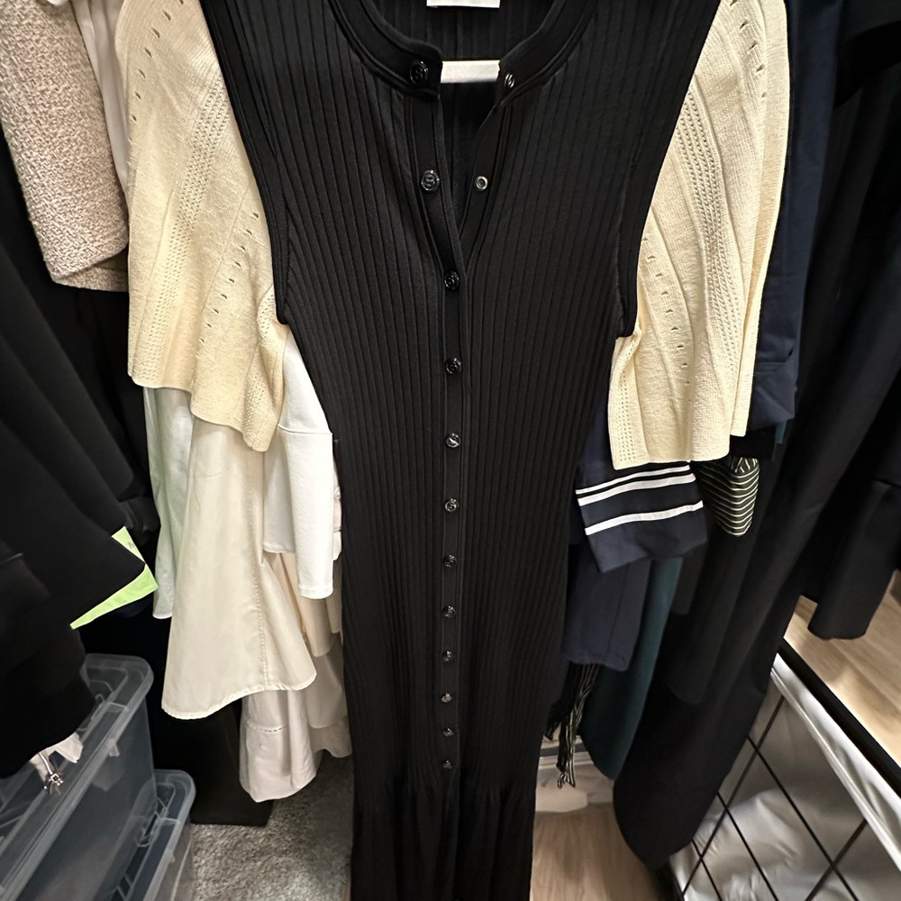 Sandro Black and Cream Pleated Midi dress 38 - Picture 9 of 11